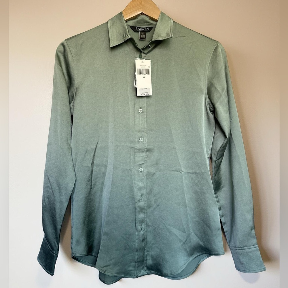 NWT Lauren Ralph Lauren Classic Fit Sage Button Up Blouse - Picture 2 of 9